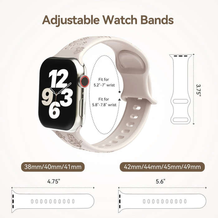 For Apple Watch Series 6 40mm Butterfly Flower Embossed Silicone Watch Band(Starlight)