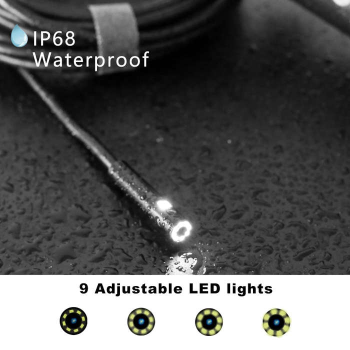 F280 8mm 1080P IP68 Waterproof Dual Camera WiFi Digital Endoscope, Length:5m Hard Cable(Black)
