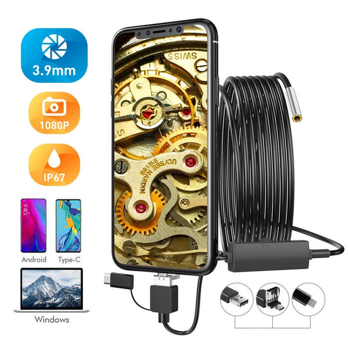 inskam107 3.9mm 3 In 1 HD Waterproof Industry Digital Endoscope Inspection Camera, Length:3.5m Ha...