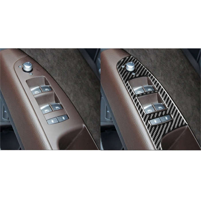 6 in 1 Car Carbon Fiber Window Glass Lifter Panel Decorative Sticker for Audi Q7 2008-2015, Right...
