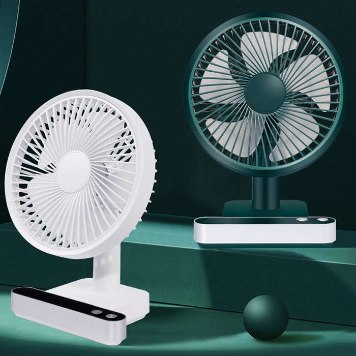 F702 Automatic Shaking Desktop Electric Fan with LED Display (Green)