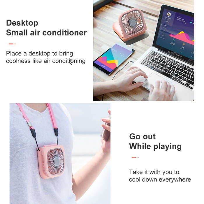 F20 Electroplating Handheld Fan Portable Desktop Folding Mute USB Hanging Neck Fan (White)
