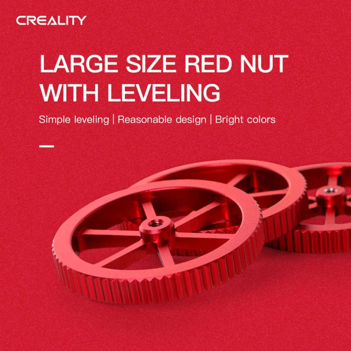 Creality Metal Red Hand Screwed Leveling Nut for Ender-3 / Ender-3 Pro / Ender-3 V2 / CR-10 Pro V...