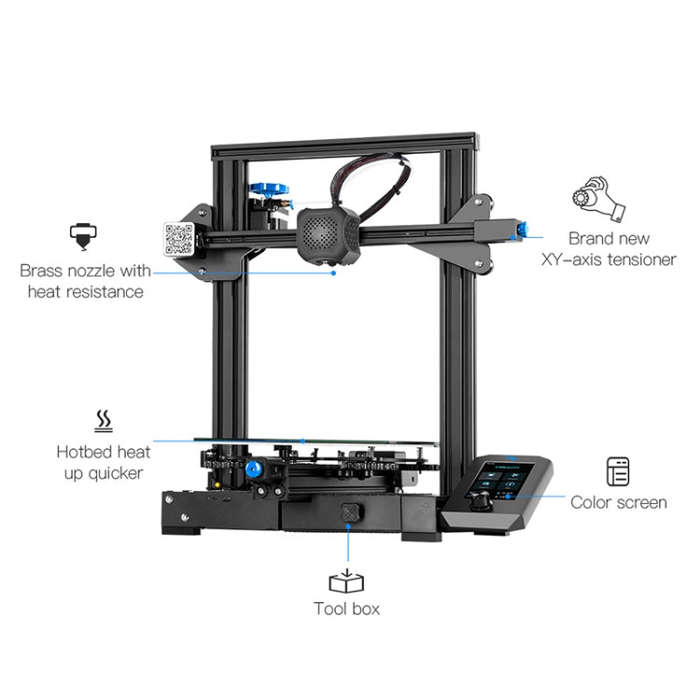 CREALITY Ender-3 V2 Craborundom Glass Platform Ultra-silent DIY 3D Printer, Print Size : 22 x 22 ...