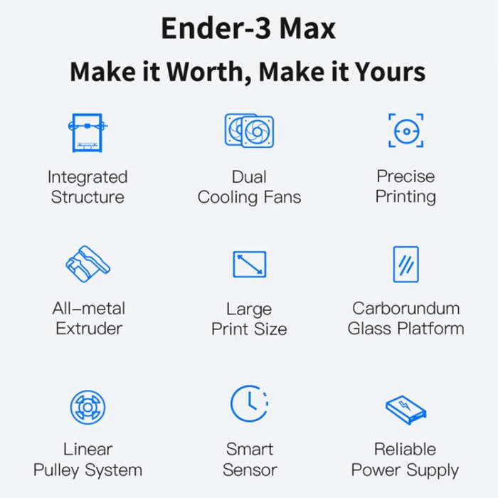 CREALITY Ender-3 Max Smart Sensor Dual Cooling Fans DIY 3D Printer, Print Size : 30 x 30 x 34cm, ...