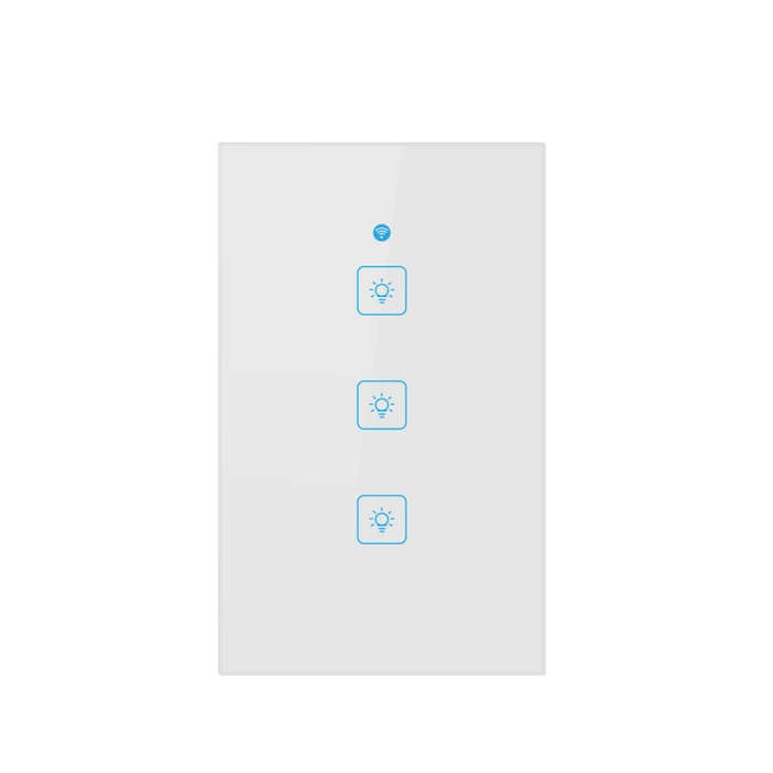 WS-US-03 EWeLink APP & Touch Control 2A 3 Gangs Tempered Glass Panel Smart Wall Switch, AC 90V-25...