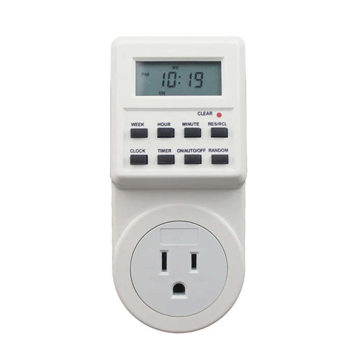 AC 120V Smart Home Plug-in LCD Display Clock Summer Time Function 12/24 Hours Changeable Timer Sw...