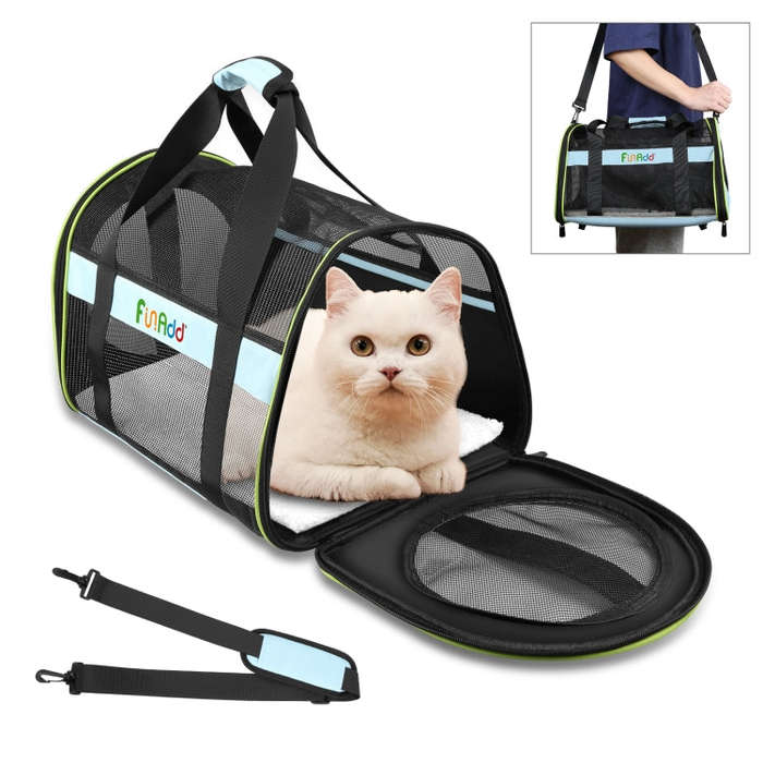 FUNADD Pet Travel Carrier Bag Shoulder Foldable Tote Bag(Blue)