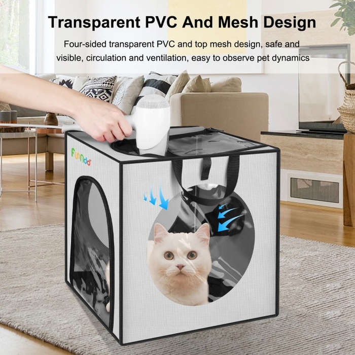 FUNADD Pet Bath Drying Box Portable Folding Dryer Cage, Suitable for Pets up to 5kg(Grey)