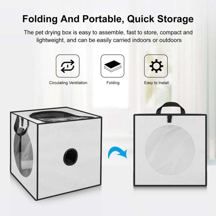 FUNADD Pet Bath Drying Box Portable Folding Dryer Cage, Suitable for Pets up to 5kg(Grey)
