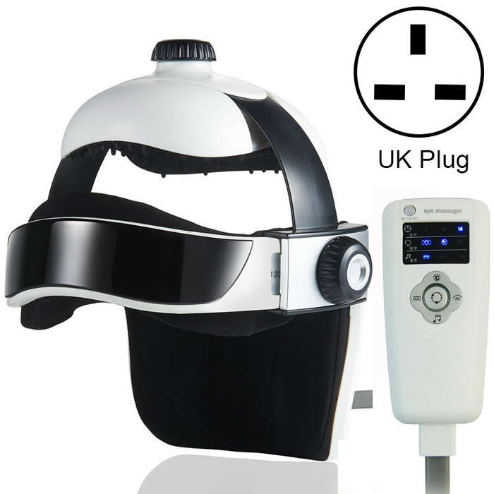 Electronic Air Pressure Head Massager, Relaxed Music Helmet Massager, UK Plug