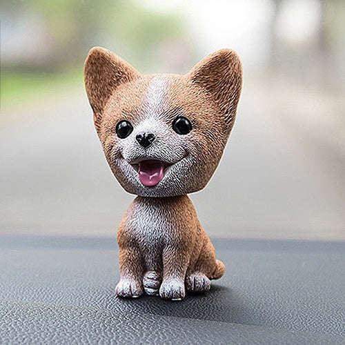 Shaking Head Dog Car Ornaments Resins Lovely Cartoon Dog New Year Gifts with Double-sided Adhesiv...