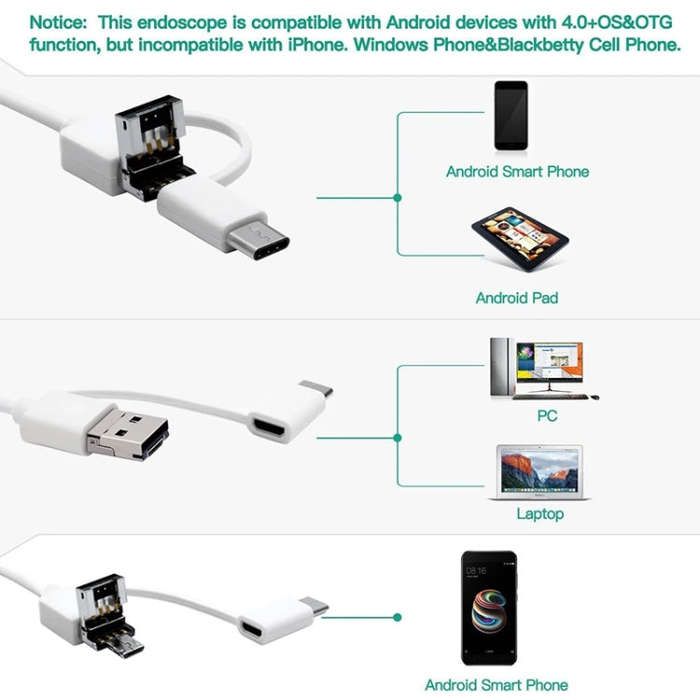 i95 3 in 1 USB Ear Scope Inspection HD 0.3MP Camera Visual Ear Spoon for OTG Android Phones & PC ...