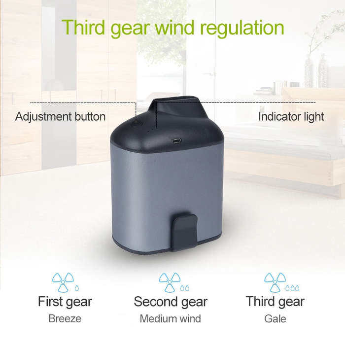 Portable Creative Hanging Waist USB Fan with Three Adjustable Wind Speed (Black)