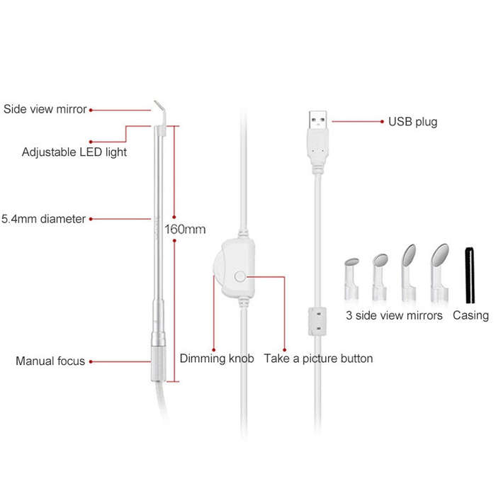 Supereyes Y003 Pet Ear Canal Nasal Cavity Waterproof Electronic Digital Endoscope
