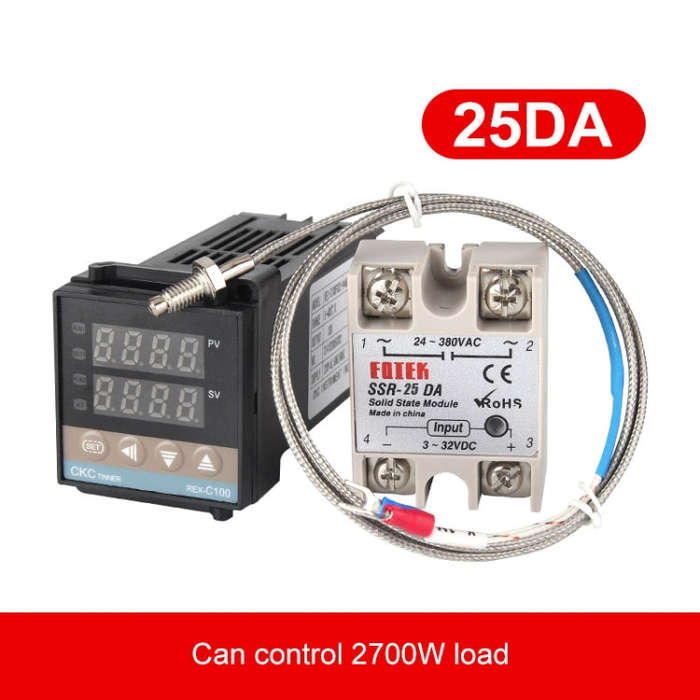 REX-C100 Thermostat + Thermocouple + SSR-25 DA Solid State Module Intelligent Temperature Control...