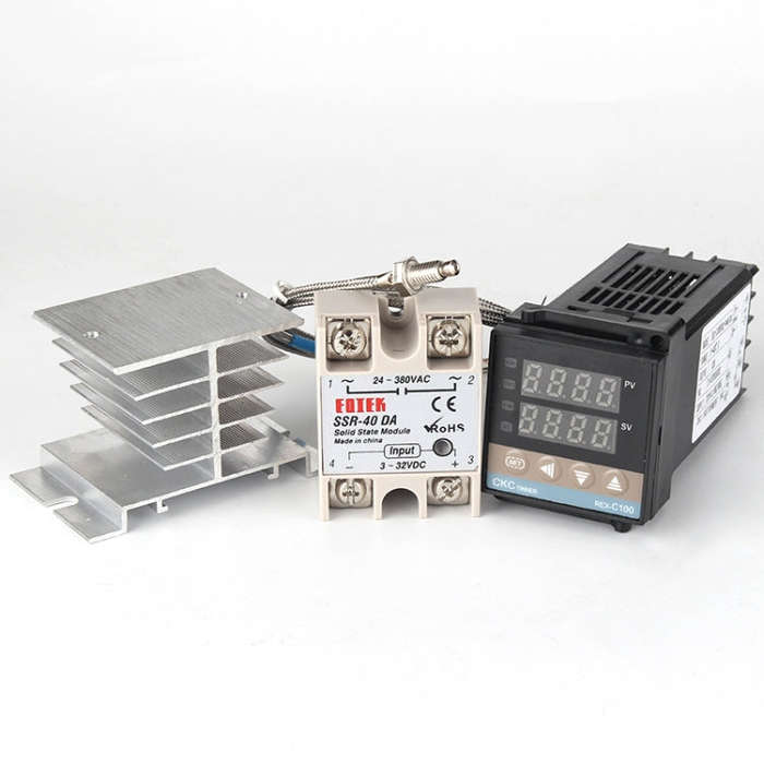 6600W REX-C100 Thermostat + Heat Sink + Thermocouple + SSR-60 DA Solid State Module Intelligent T...