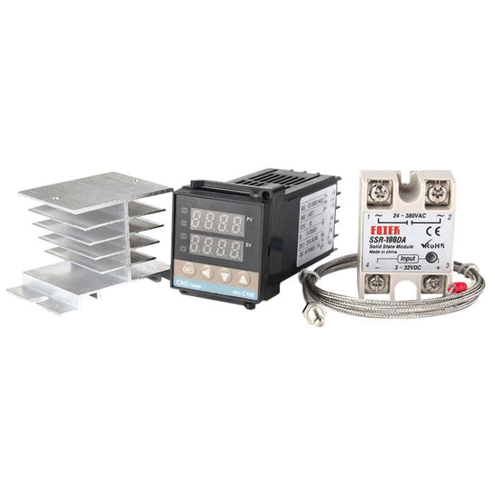 11000W REX-C100 Thermostat + Heat Sink + Thermocouple + SSR-100 DA Solid State Module Intelligent...