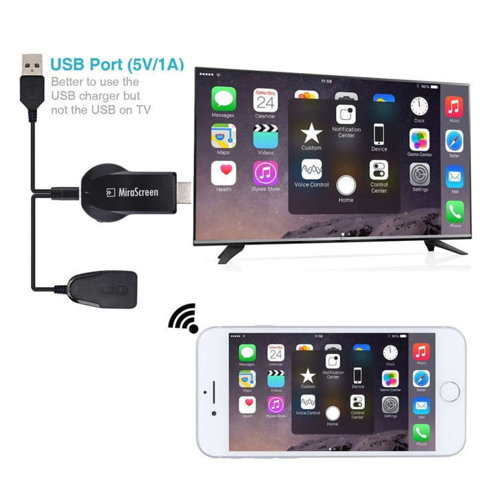 MiraScreen WiFi Display Dongle / Miracast Airplay DLNA Display Receiver Dongle Wireless Mirroring...