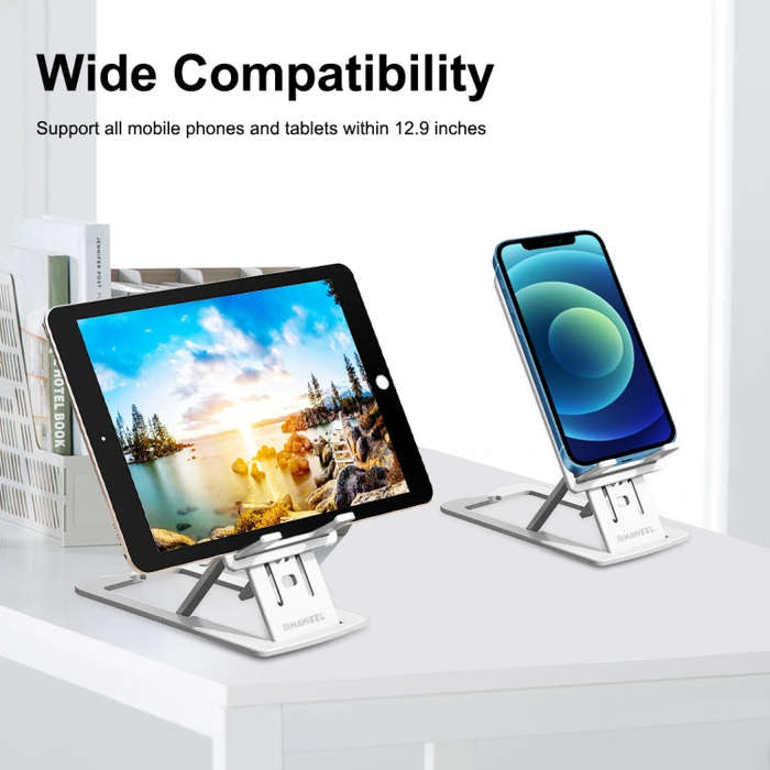 HAWEEL Adjustable Lifting Folding Portable Live Broadcast Desktop Plastic Holder(White)