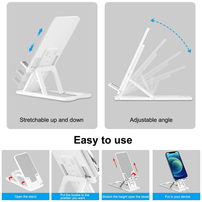 HAWEEL Adjustable Lifting Folding Portable Live Broadcast Desktop Plastic Holder(White)