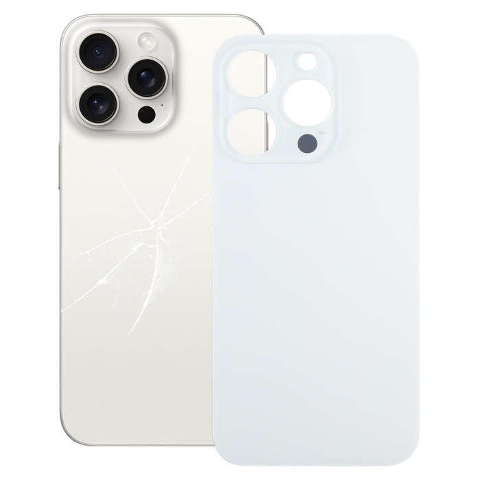 For iPhone 15 Pro Easy Replacement Big Camera Hole Glass Back Battery Cover(White)