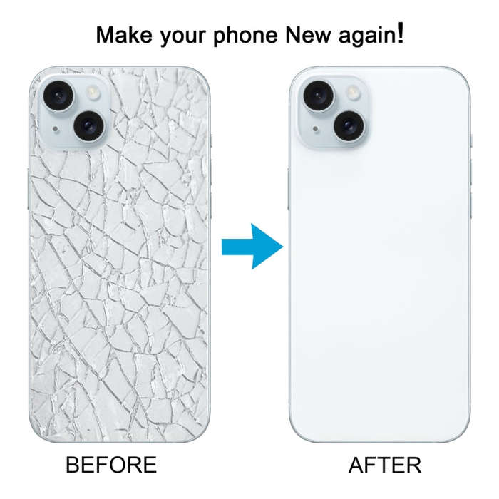 For iPhone 15 Plus Glass Battery Back Cover with Camera Lens Cover(Blue)
