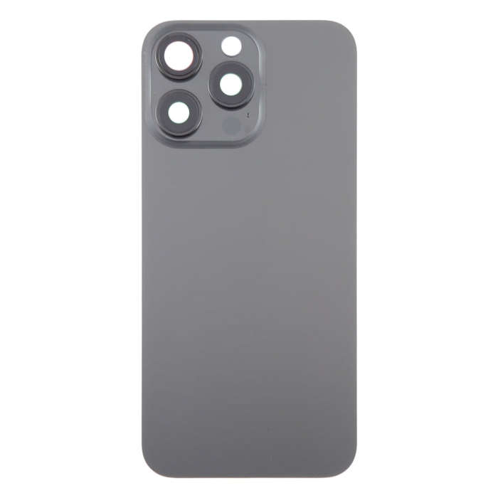For iPhone 15 Pro Glass Battery Back Cover with Camera Lens Cover(Black)