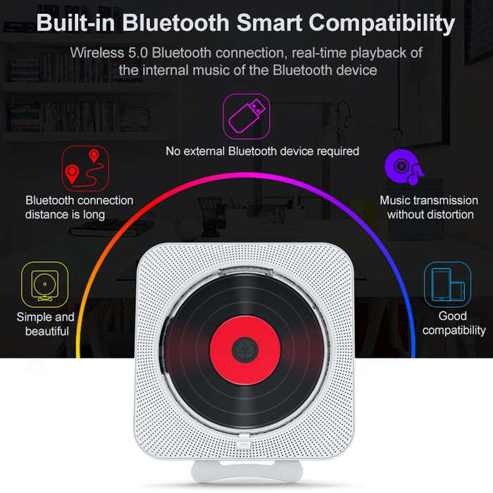 KC-909 Portable Bluetooth Speaker CD Player with Remote Control