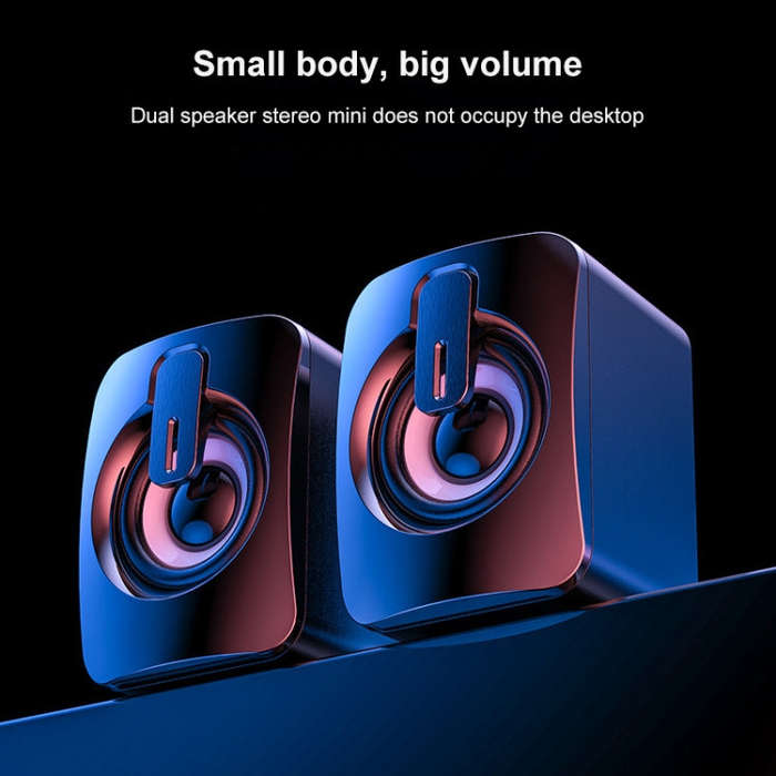 A2 USB 2.0 Wire-controlled Non-luminous Mobile Phone Computer Mini Desktop Speaker(Black)
