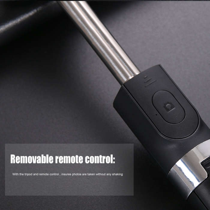 2 in 1 Foldable Bluetooth Shutter Remote Selfie Stick Tripod for iPhone and Android Phones(Black)