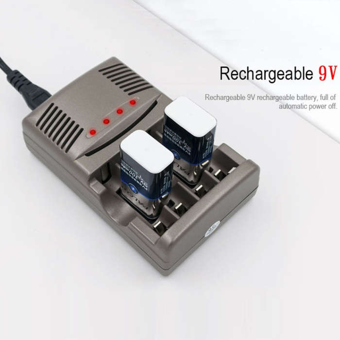 AC 100-240V 4 Slot Battery Charger for AA & AAA & 9V Ni-MH Battery, EU Plug