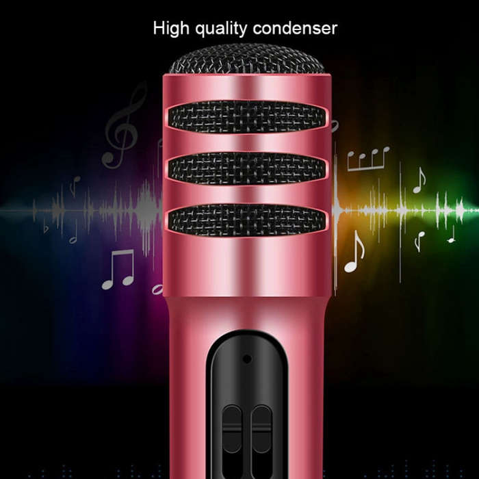 BGN-C7 Condenser Microphone Dual Mobile Phone Karaoke Live Singing Microphone Built-in Sound Card...