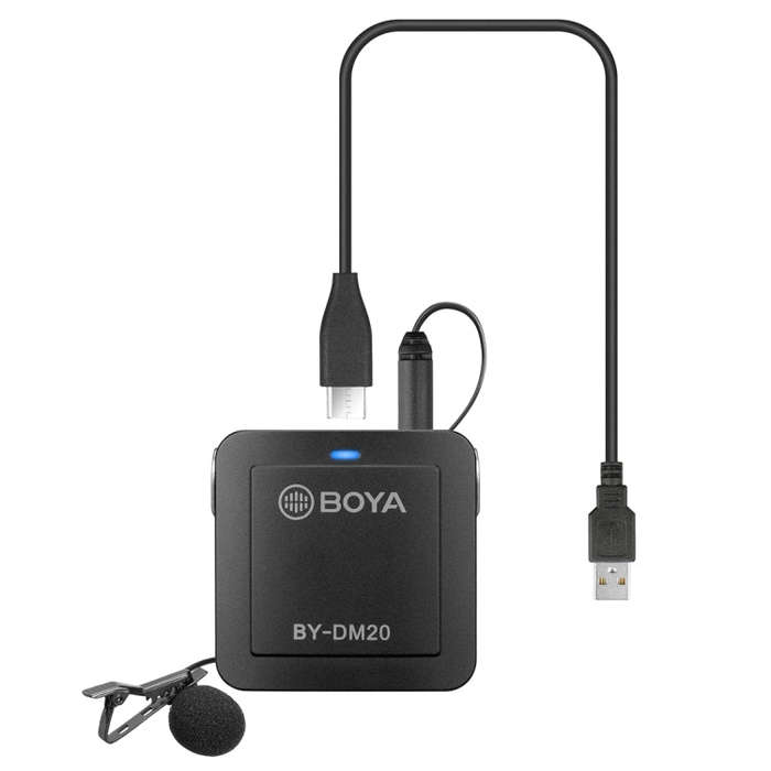 BOYA BY-DM20 Dual-Channel Recording Lavalier Microphone for iPhone / Android(Type-C) / Laptop(Black)