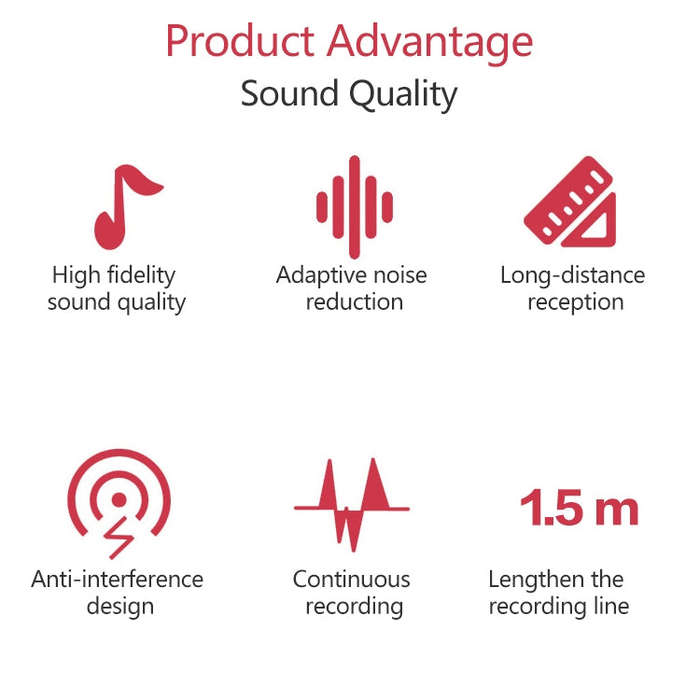 YICHUANG YC-LM10II 8 Pin Port Intelligent Noise Reduction Condenser Lavalier Microphone, Cable Le...