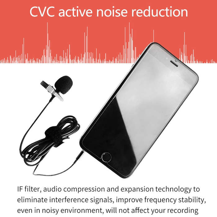 YICHUANG YC-LM10II 8 Pin Port Intelligent Noise Reduction Condenser Lavalier Microphone, Cable Le...