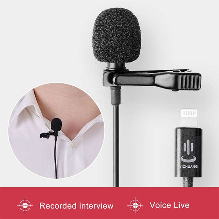 YICHUANG YC-LM10II 8 Pin Port Intelligent Noise Reduction Condenser Lavalier Microphone, Cable Le...