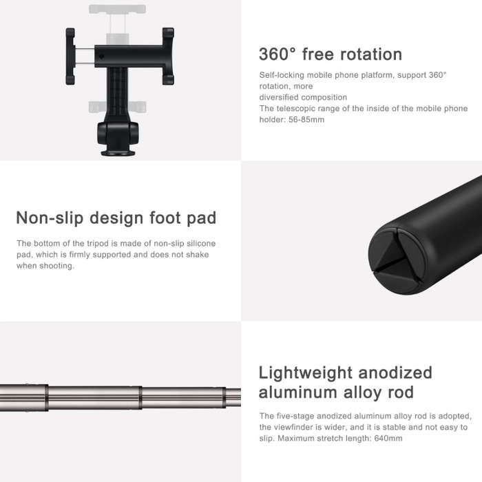 Original Huawei Wireless Bluetooth Tripod Self Timer Selfie Stick (Black)