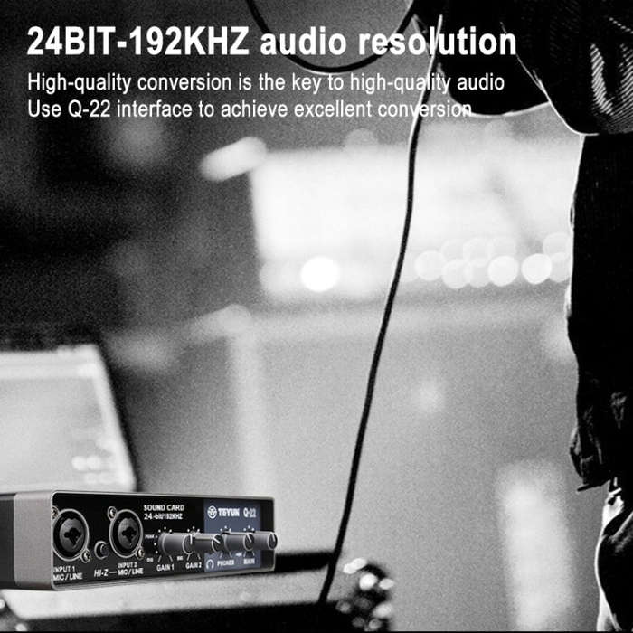 TEYUN Q-22 USB Computer Free Srive Microphone External Sound Card(Black)