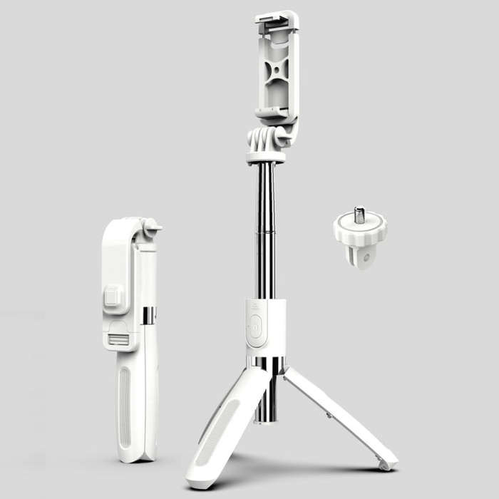 L02 100cm Multi-function Adjustable Bluetooth Self-timer Pole Tripod Selfie Stick (White)