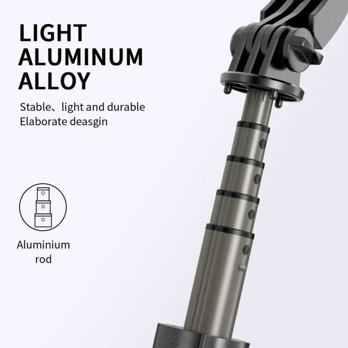 L08 Adjustable Gimbal Stabilize Bluetooth Self-timer Pole Tripod Selfie Stick (Black)