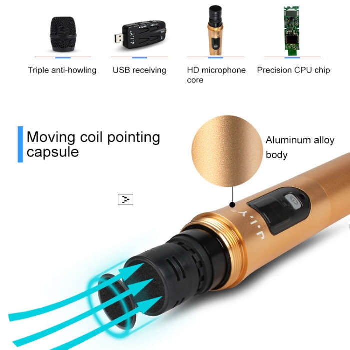 J.I.Y 2 in 1 K Song Wireless Microphones for TV PC with Audio Card USB Receiver and LED Display (...