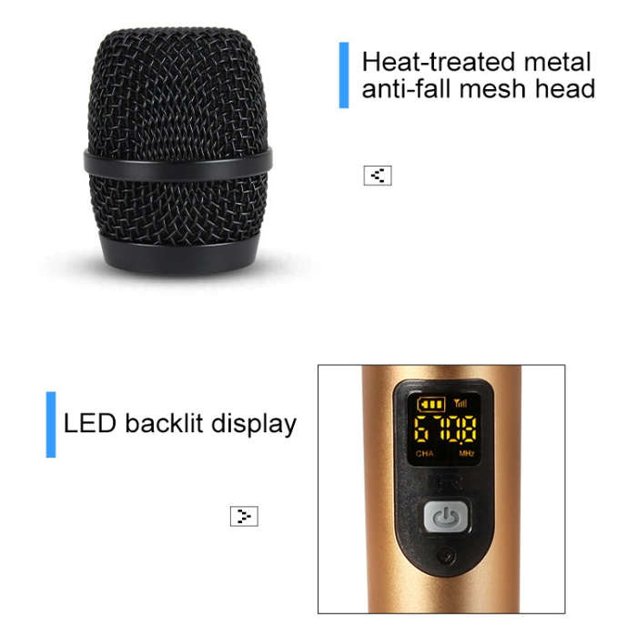 J.I.Y 2 in 1 K Song Wireless Microphones for TV PC with Audio Card USB Receiver and LED Display (...