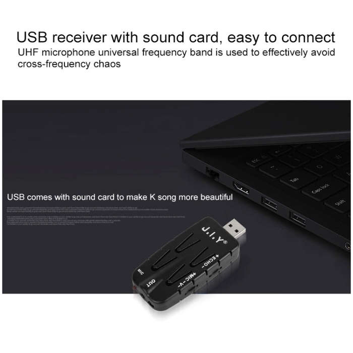 J.I.Y 2 in 1 K Song Wireless Microphones for TV PC with Audio Card USB Receiver and LED Display (...