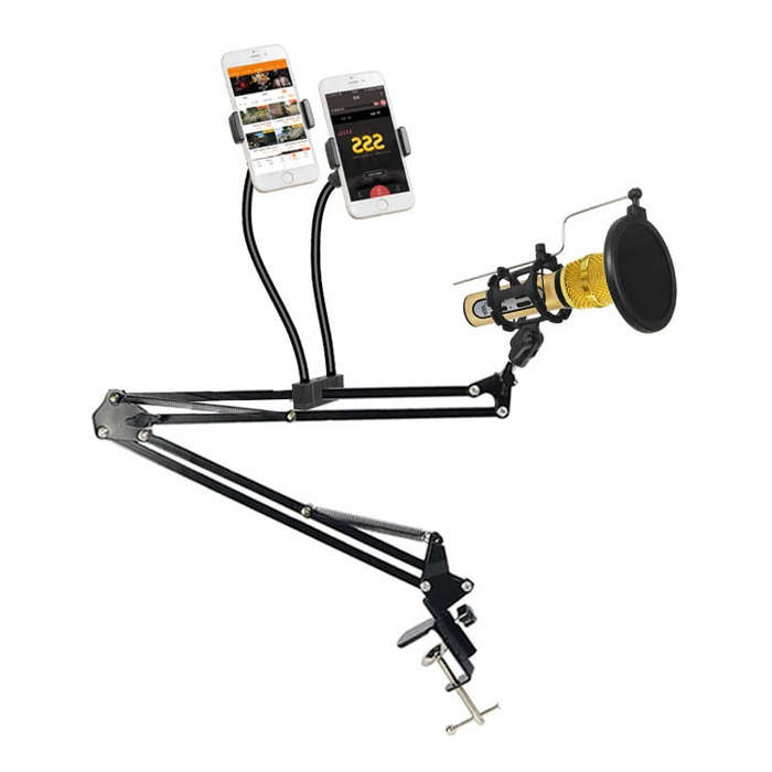 Dual Mobile Phone K Song Bracket 360 Degree Direction Cantilever Multifunctional Lazy Microphone ...