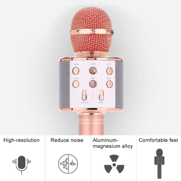 WS-858 Metal High Sound Quality Handheld KTV Karaoke Recording Bluetooth Wireless Microphone, for...