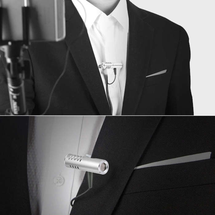 Yanmai R933 Professional Clip-on Lapel Mic Lavalier Omni-directional Double Condenser Microphone ...