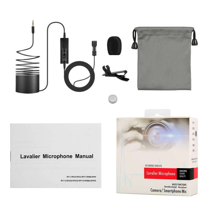 Yanmai R955S Professional Clip-on Lapel Mic Lavalier Omni-directional Condenser Microphone, For L...