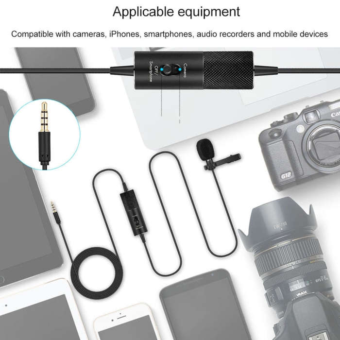 Yanmai R955S Professional Clip-on Lapel Mic Lavalier Omni-directional Condenser Microphone, For L...