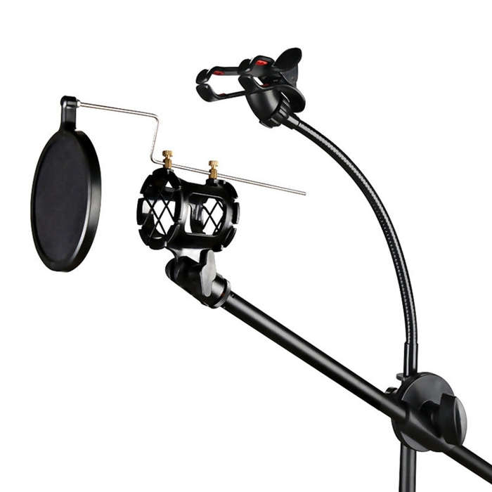 RODD NB-108 Karaoke Phone Microphone Tripod Scissor Arm Stand Holder For Studio Recording, Live B...